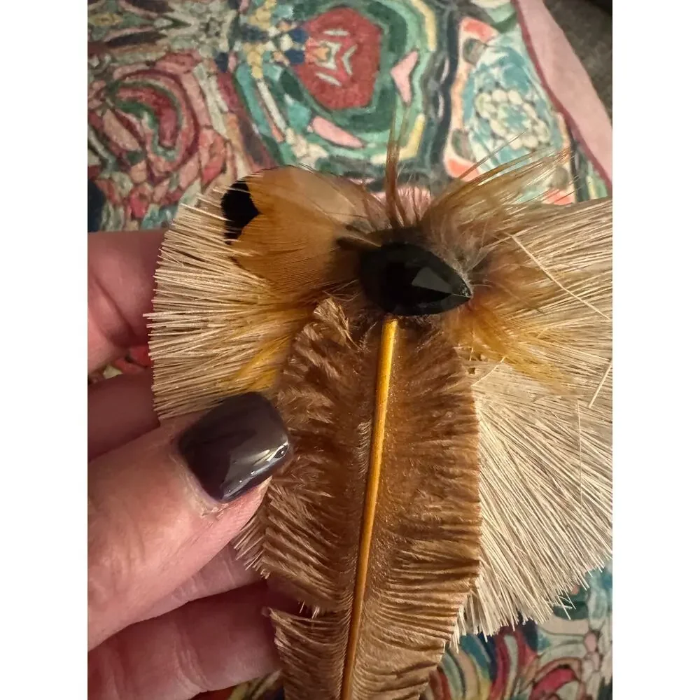 Jane Tran 2010 Feather Crystal Statement Hair Barrette Clip Rare